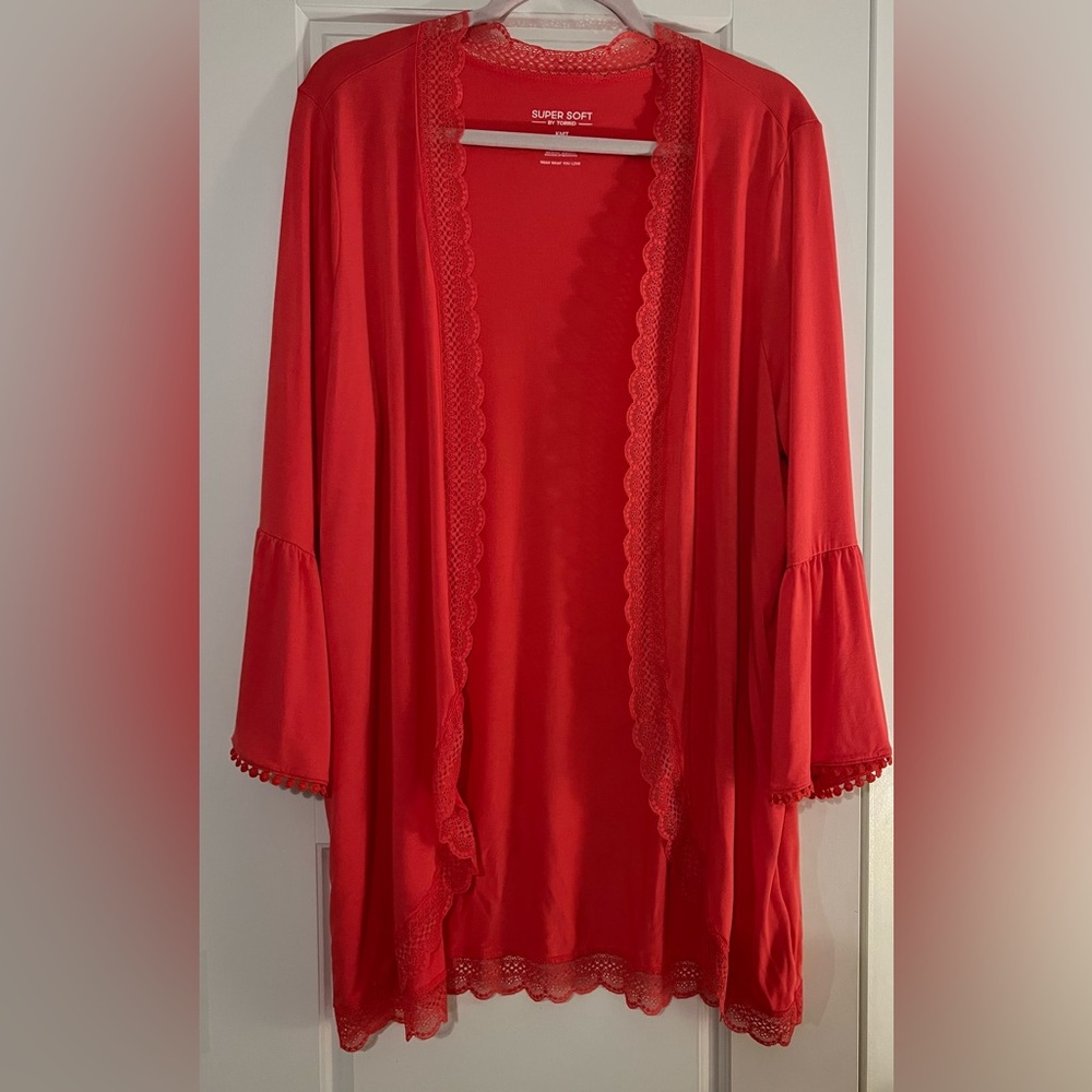 Torrid Coral Lace-Trimmed Jacket